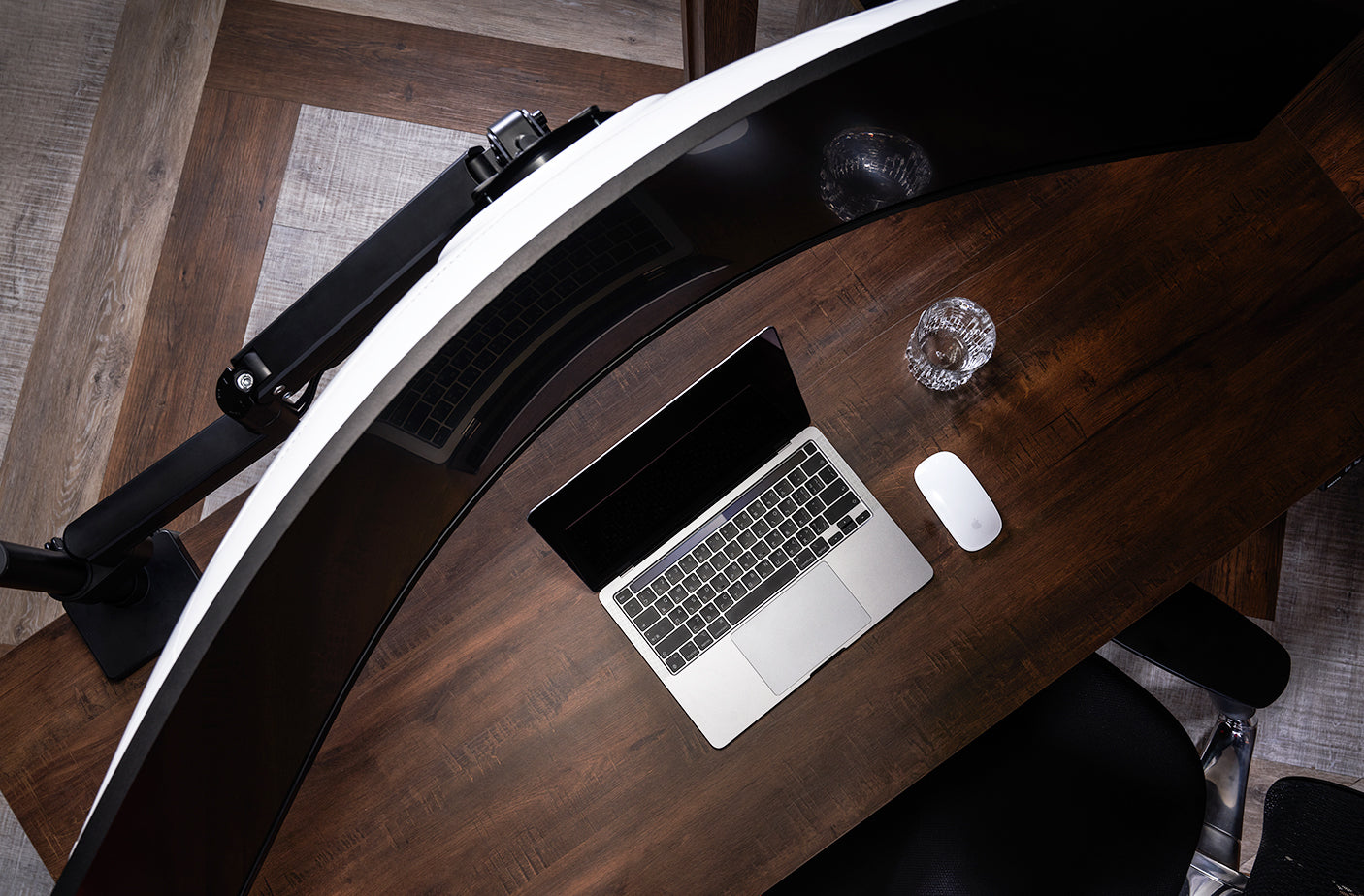 ULTRARM monitor arm and Moodular wooden monitor stand — modular, ergonomic, and designed for VISION ultrawide monitors. Enhances comfort, saves space, and elevates your workspace with precision craftsmanship.