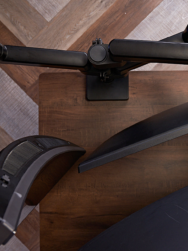 ULTRARM monitor arm and Moodular wooden monitor stand — modular, ergonomic, and designed for VISION ultrawide monitors. Enhances comfort, saves space, and elevates your workspace with precision craftsmanship.