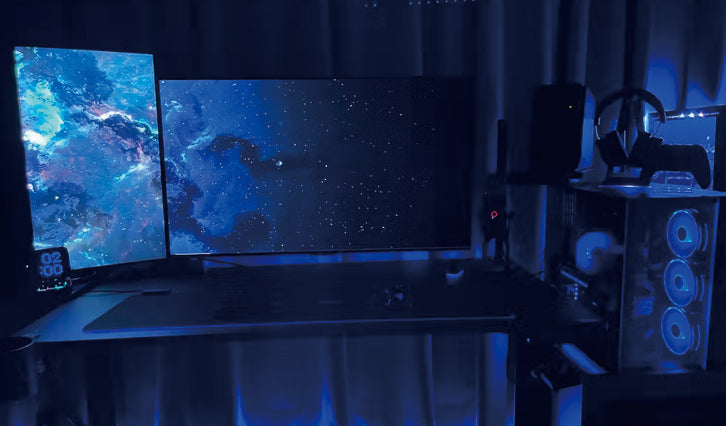 ULTRARM monitor arm and Moodular wooden monitor stand — modular, ergonomic, and designed for VISION ultrawide monitors. Enhances comfort, saves space, and elevates your workspace with precision craftsmanship.