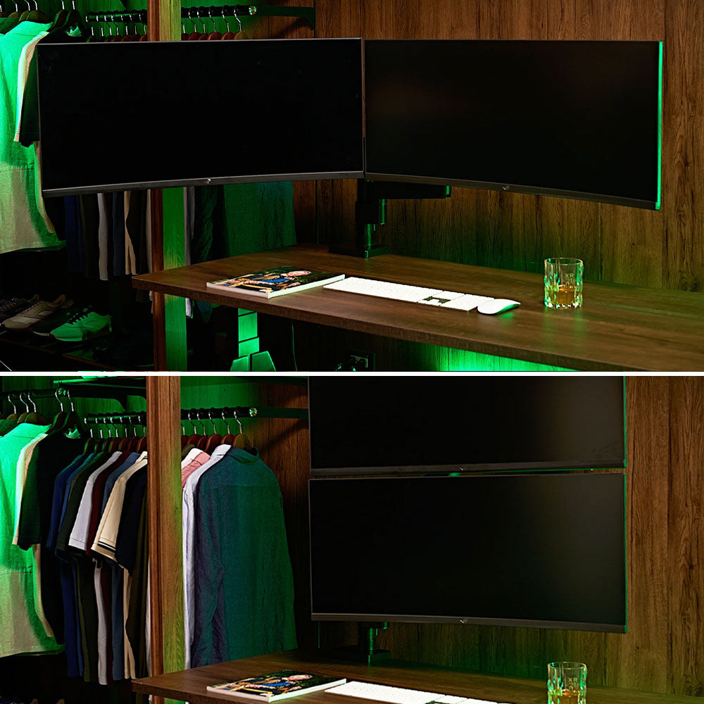 ULTRARM monitor arm and Moodular wooden monitor stand — modular, ergonomic, and designed for VISION ultrawide monitors. Enhances comfort, saves space, and elevates your workspace with precision craftsmanship.