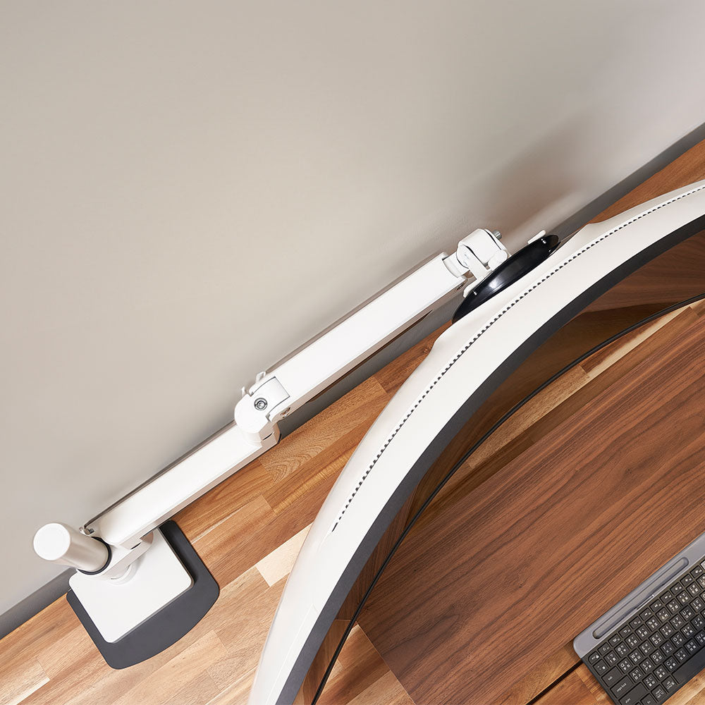 ULTRARM monitor arm and Moodular wooden monitor stand — modular, ergonomic, and designed for VISION ultrawide monitors. Enhances comfort, saves space, and elevates your workspace with precision craftsmanship.