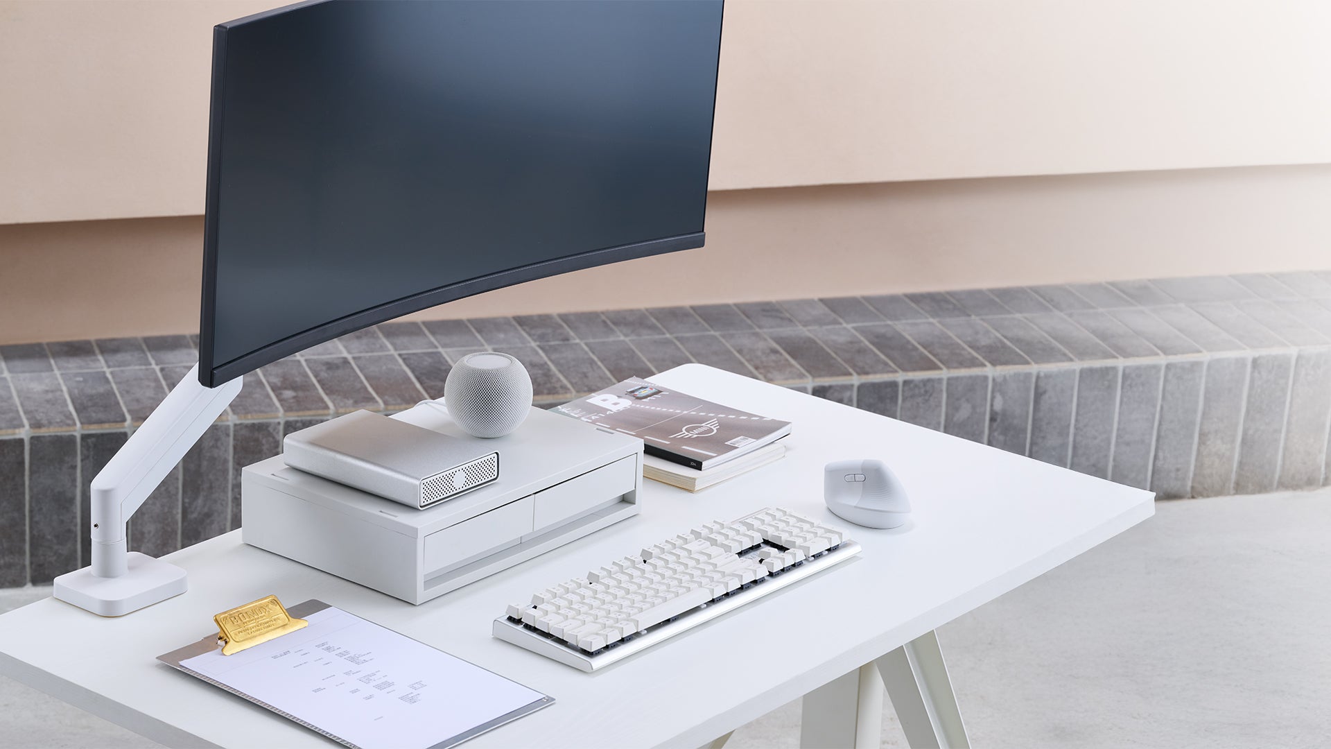 ULTRARM monitor arm and Moodular wooden monitor stand — modular, ergonomic, and designed for VISION ultrawide monitors. Enhances comfort, saves space, and elevates your workspace with precision craftsmanship.