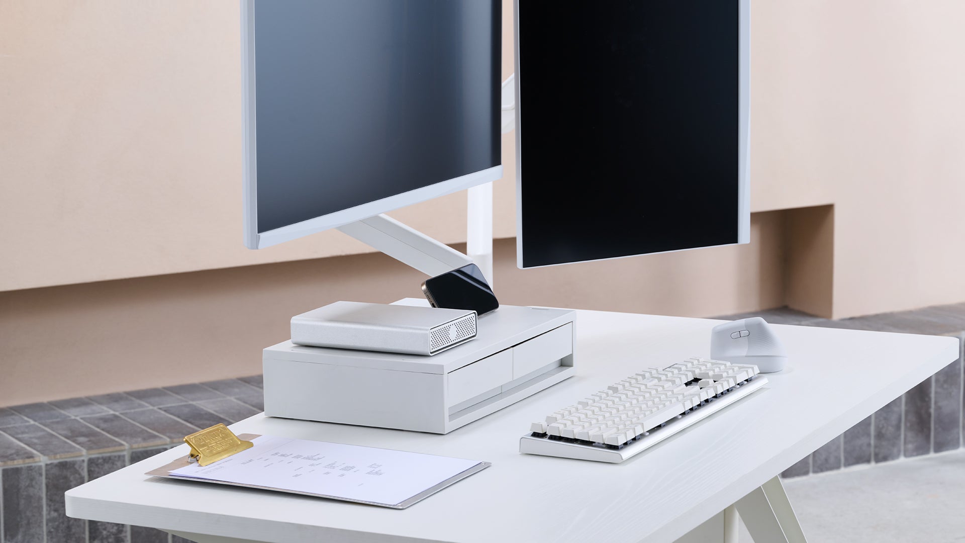 ULTRARM monitor arm and Moodular wooden monitor stand — modular, ergonomic, and designed for VISION ultrawide monitors. Enhances comfort, saves space, and elevates your workspace with precision craftsmanship.