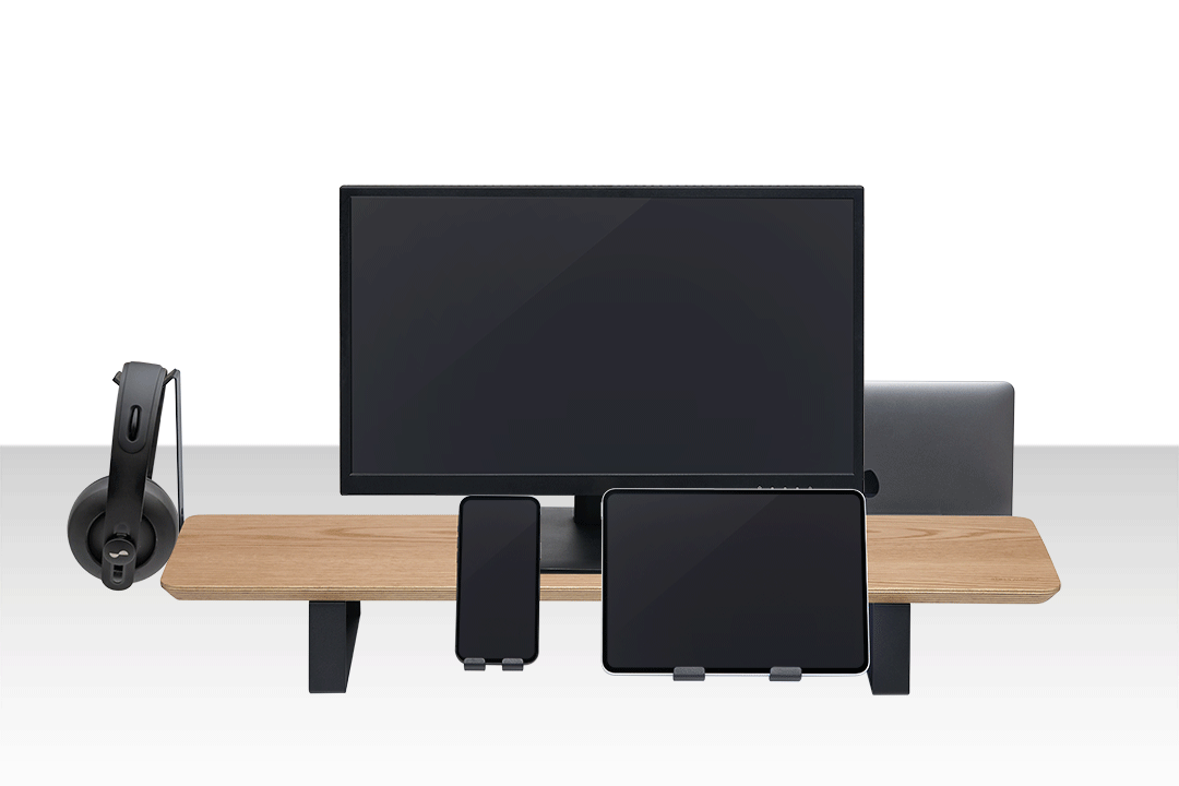 ULTRARM monitor arm and Moodular wooden monitor stand — modular, ergonomic, and designed for VISION ultrawide monitors. Enhances comfort, saves space, and elevates your workspace with precision craftsmanship.
