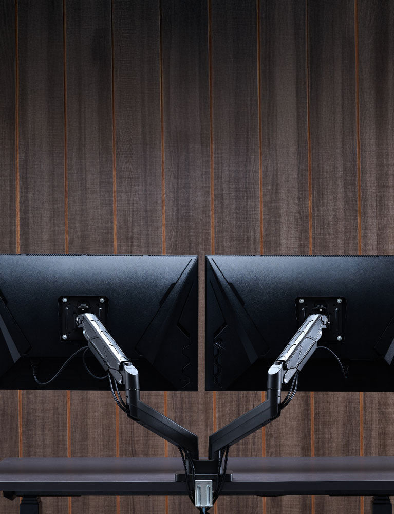 ULTRARM monitor arm and Moodular wooden monitor stand — modular, ergonomic, and designed for VISION ultrawide monitors. Enhances comfort, saves space, and elevates your workspace with precision craftsmanship.